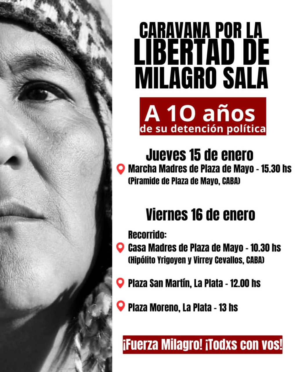 Caravana por la libertad de Milagro Sala: reclamo por derechos y justicia