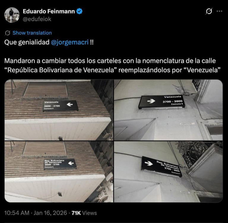 Ahí lo tenes al.... Feinmann volvió a caer en una fake news y celebró un cambio de nombre que nunca existió