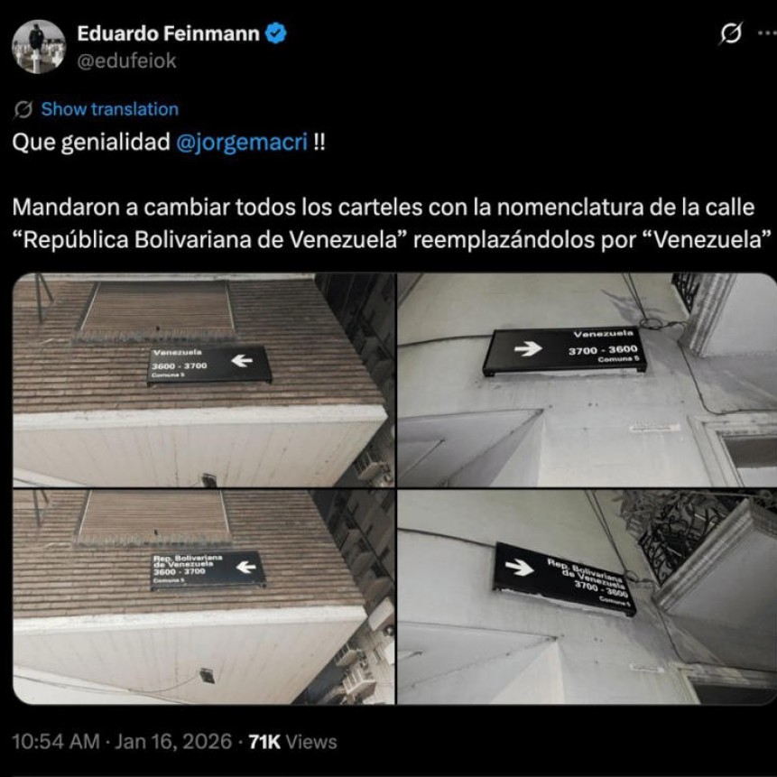 Ahí lo tenes al.... Feinmann volvió a caer en una fake news y celebró un cambio de nombre que nunca existió